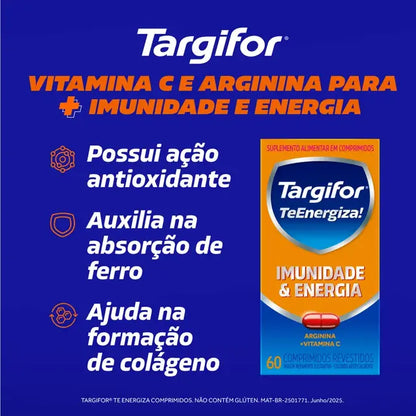 Vitamina C 500mg + Arginina 500mg Targifor TeEnergiza! 60 comprimidos