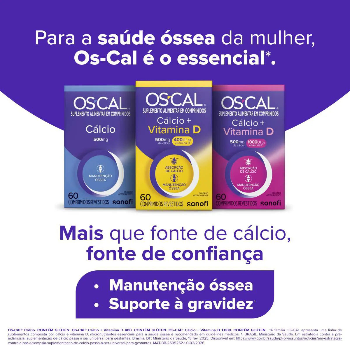 Cálcio 500mg + Vitamina D 1000UI Os-Cal D 60 comprimidos