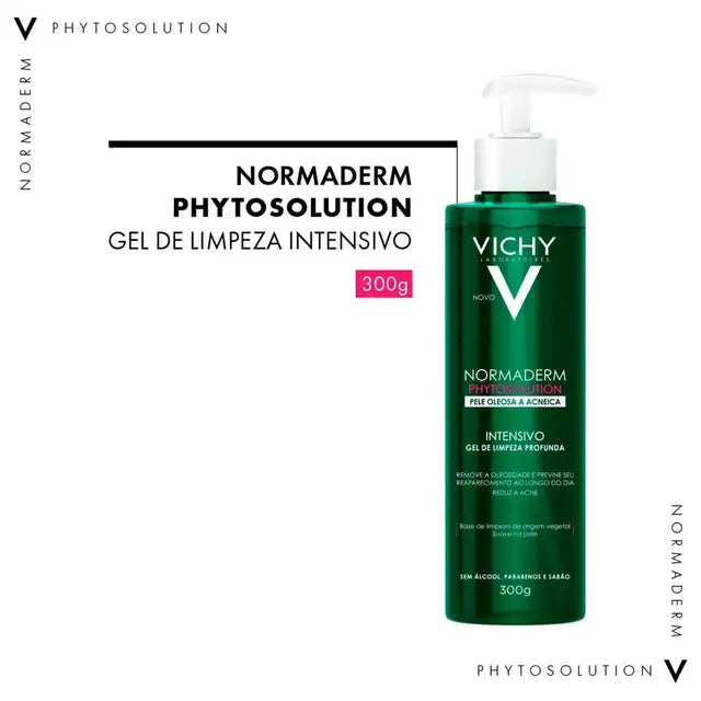 Gel de Limpeza Facial Vichy Normaderm Phytosolution Pele Oleosa a Acneica Limpeza Profunda Antiacne Embalagem Econômica 300g