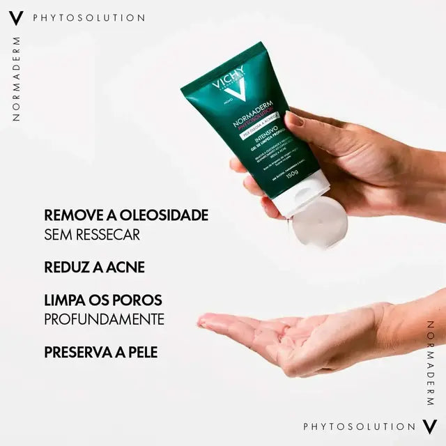 Gel de Limpeza Facial Vichy Normaderm Phytosolution Pele Oleosa a Acneica Limpeza Profunda Antiacne Embalagem Econômica 300g