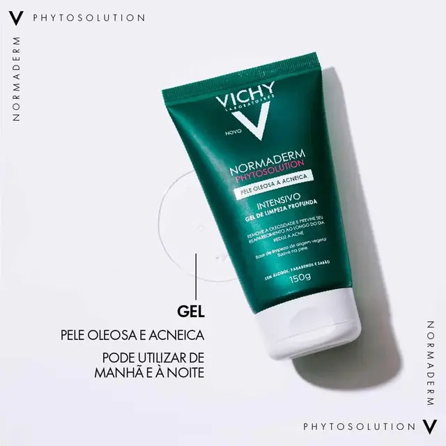 Gel de Limpeza Facial Vichy Normaderm Phytosolution Pele Oleosa a Acneica Limpeza Profunda Antiacne Embalagem Econômica 300g