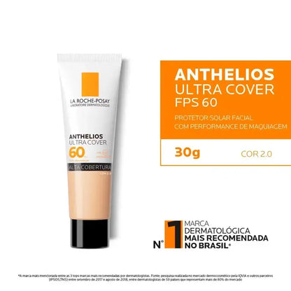 Protetor Solar Facial La Roche-Posay Anthelios Ultra Cover FPS 60 Cor 2.0 Proteção para Tom Claro 30g