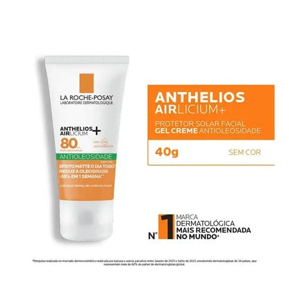 Protetor Solar Facial La Roche-Posay Anthelios Airlicium+ FPS 80 Alta Proteção Antioleosidade 40g