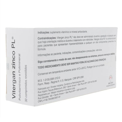 Polivitamínico Vitergan ZInco PL 30 comprimidos