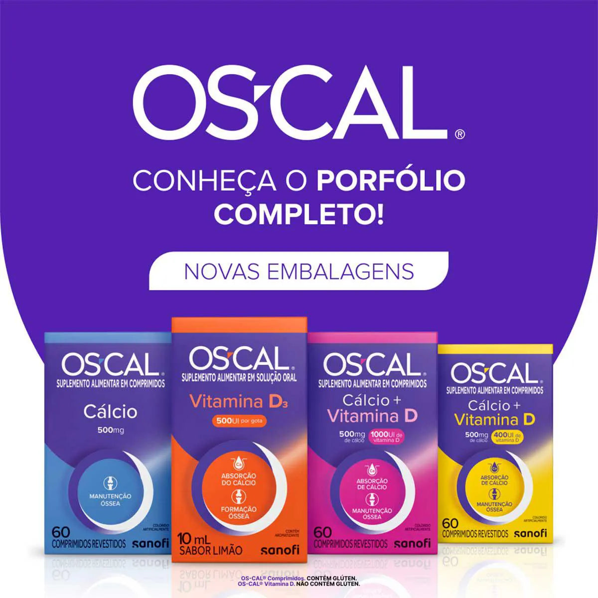 Cálcio 500mg + Vitamina D 1000UI Os-Cal D 60 comprimidos