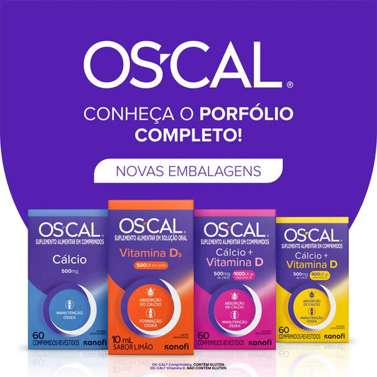 Cálcio 500mg + Vitamina D 1000UI Os-Cal D 60 comprimidos