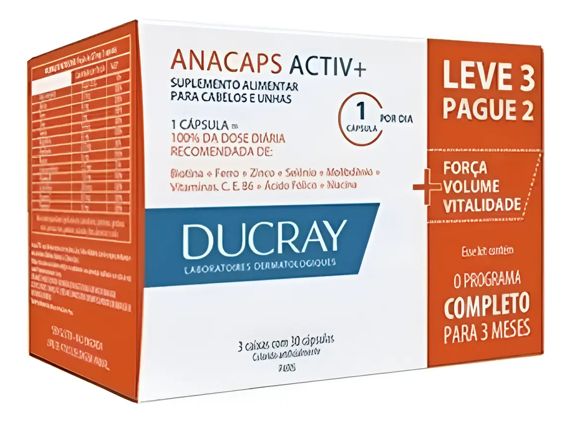Kit ducray Anacaps Activ Antiqueda 3x30 Cápsulas
