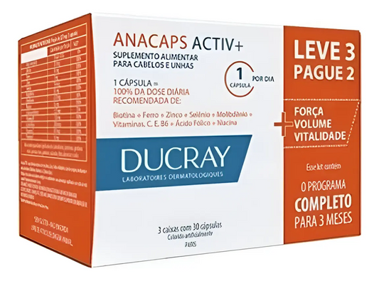 Kit ducray Anacaps Activ Antiqueda 3x30 Cápsulas